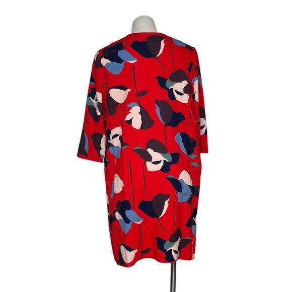 BODEN Red Floral Dress Easy Notch Shift Pockets Loose Fit Womens Size 10 R - Picture 2 of 11